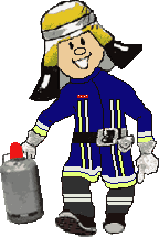 Feuerwehrmann mit Gasflasche