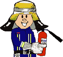 Feuerwehrmann mit Feuerlöscher